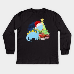 Brachiosaurus: a Dinosaur Christmas Kids Long Sleeve T-Shirt